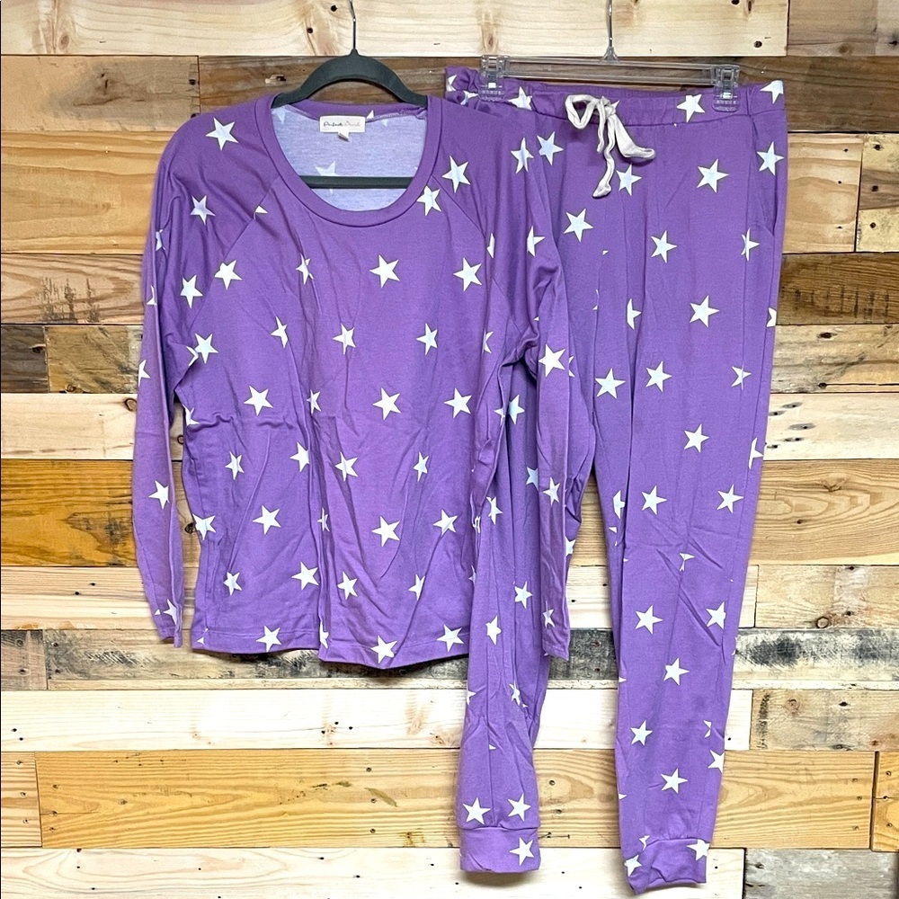 Perfect Peach size XL Purple Star Top and Jogger Bottom Soft & Stretchy Pajamas